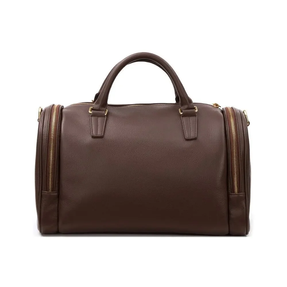 Brandon Blackwood  Medium Duffle Bag in Brown Grain Leather with Brass H…